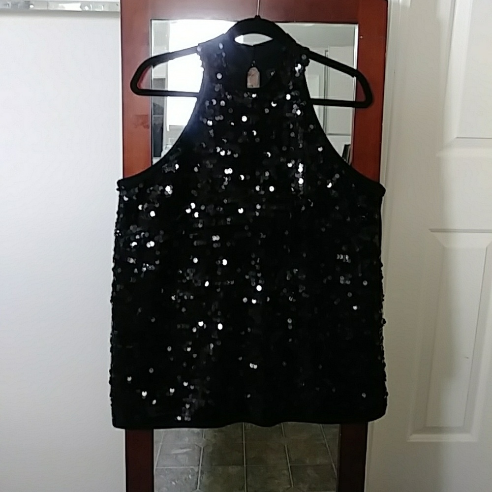 Classic Black Halter Shimmering Top